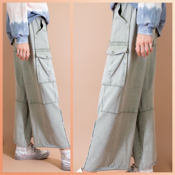 easel Pants & Jumpsuits Easel Feeling Good Cargo Mineral Washed